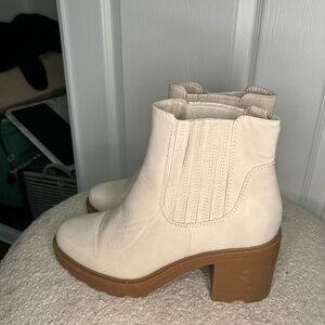 White Ankle Boots Block Heel Water Resistant Size 8